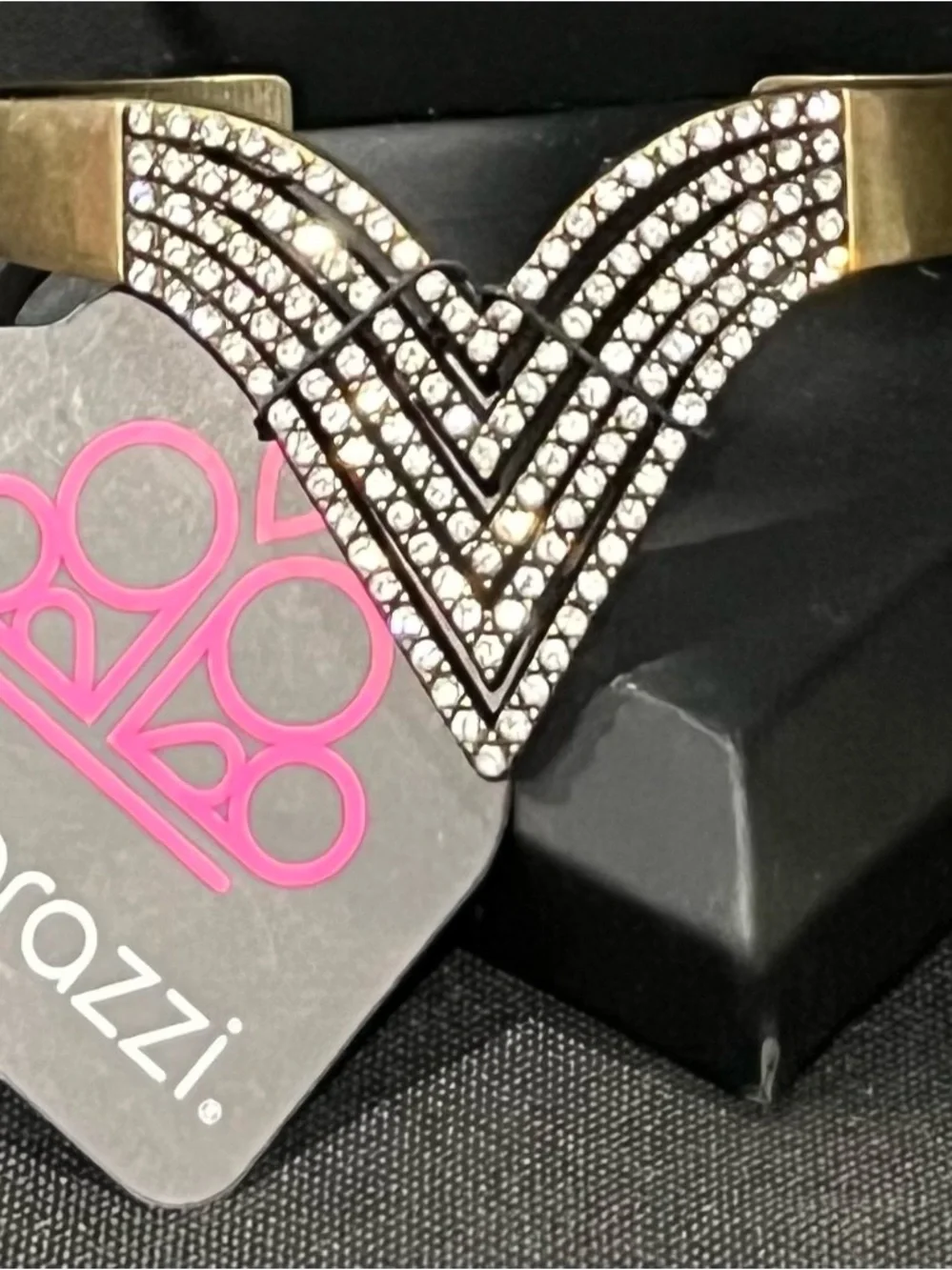 Paparazzi Vince Camuto brassTone Crystal Chevron Cuff Bracelet - Brass